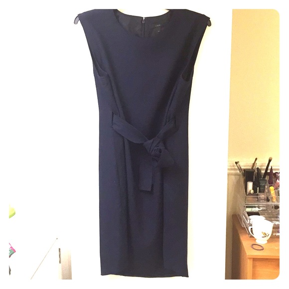 J. Crew Dresses & Skirts - Navy Belted Sheath Dress in Pure Wool
